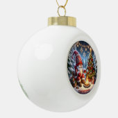 Gezellige kampvuurgnoom" - Feestelijke Kerst Keramische Bal Ornament (Links)