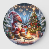Gezellige kampvuurgnoom" - Feestelijke kerstmuur Grote Klok (Voorkant)