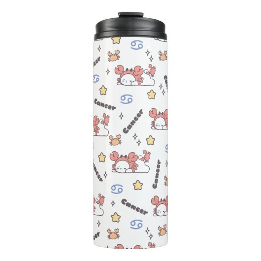 Gezellige kankerconstellatie konijntje & krab zodi thermosbeker (Voorkant)