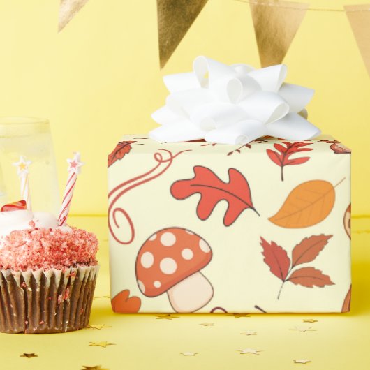 Gezellige kastanjes en bladeren naadloos inpakpapi cadeaupapier (Verjaardagsfeest)