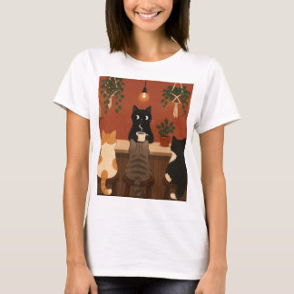 Gezellige Kat Cafe Barista Kitten Koffiezaak Botan T-shirt