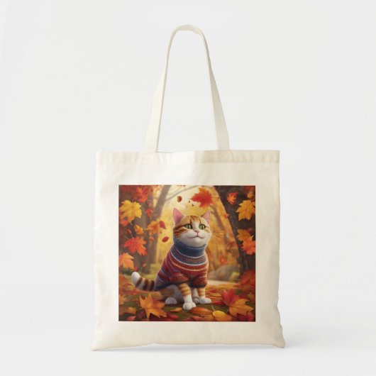 Gezellige kat Genieten van de herfstbladeren Tas (Voorkant)