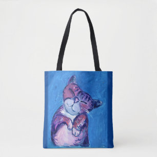 Gezellige kat geschilderd Kat Schattigee katachtig Tote Bag