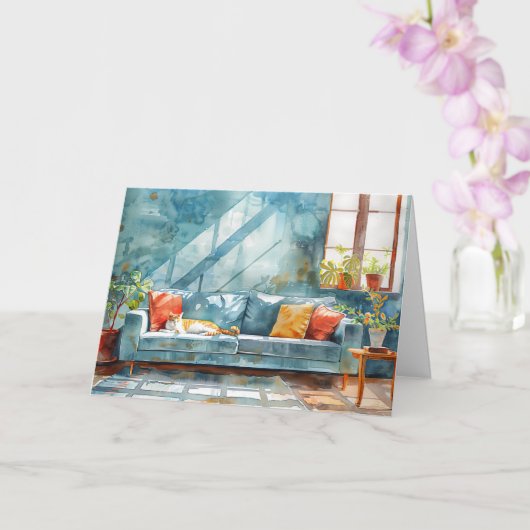 GEZELLIGE KAT HOME Gelukkige sluitingsdag Vastgoed Kaart (Orchidee)