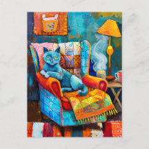 Gezellige kat in fauteuil