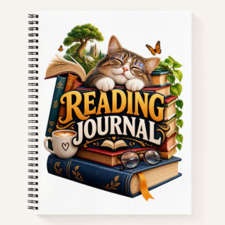 Gezellige kat leesdagboek notitieboek | Grappig bo