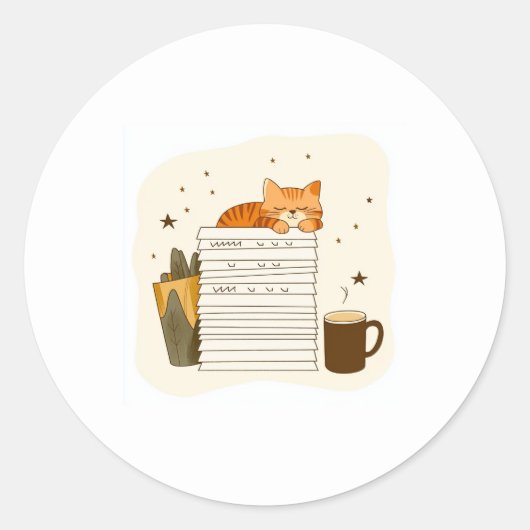 Gezellige Kat Leest Sticker (Voorkant)