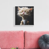 Gezellige kat met een kopje warmte - Ontspannende  Canvas Afdruk (Insitu (Woonkamer))