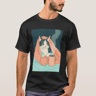 Gezellige Kat Met Koffie Ontspannen Levensstijl T-shirt