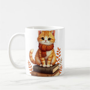 Gezellige kattenleeshoek - herfst aquarel kunst vo koffiemok