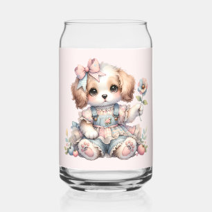 Gezellige Kawaii Cottagecore Farmcore Puppy Style Blikvorm Glas