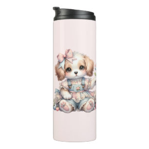 Gezellige Kawaii Cottagecore Farmcore Puppy Style Thermosbeker