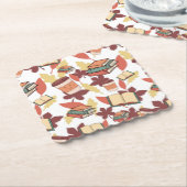 Gezellige Kawaii Herfst Vibes Kartonnen Onderzetters (Gebogen)