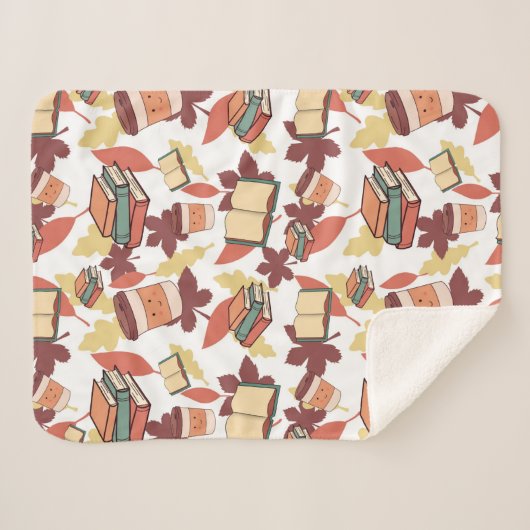 Gezellige Kawaii Herfst Vibes Sherpa Deken (Voorkant (horizontaal))