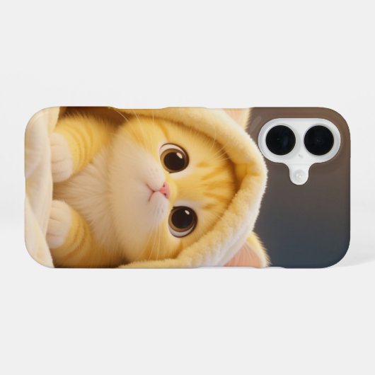 Gezellige Kawaii Kat Telefoonhoes iPhone 16 Hoesje (Achterkant horizontaal)