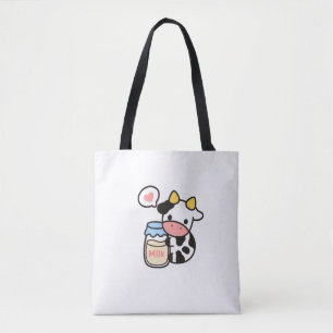 Gezellige Kawaii Koe & melkpot Tote Bag