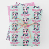 Gezellige Kawaii Panda met Ice Cream Cone Winter Inpakpapier Vel (In situ)