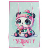 Gezellige Kawaii Panda met Ice Cream Cone Winter Medium Cadeauzakje (Achterkant)