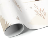 Gezellige kerst: Beige en witte Waterverf Beer Cadeaupapier (Rol Hoek)