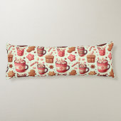 Gezellige Kerst Cacao en Gingerbread Patroon Lichaamskussen (Achterkant)