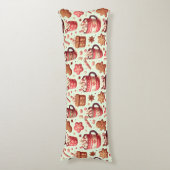 Gezellige Kerst Cacao en Gingerbread Patroon Lichaamskussen (Voorkant Verticaal)