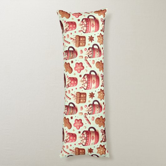 Gezellige Kerst Cacao en Gingerbread Patroon Lichaamskussen (Achterkant (Verticaal))