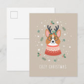 Gezellige kerst Corgi Feestdagenkaart (Voorkant / Achterkant)