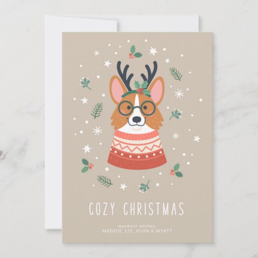 Gezellige kerst Corgi Feestdagenkaart (Voorkant)