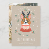Gezellige kerst Corgi Feestdagenkaart (Voorkant / Achterkant)
