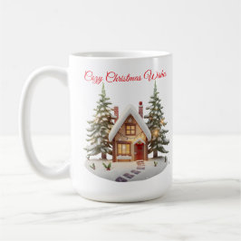 Gezellige Kerst Cottage Mok – Waterverf Kerstvakan