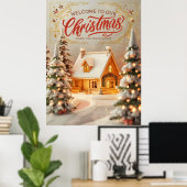 Gezellige Kerst Cottage Poster (Thuiskantoor)