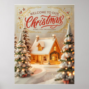 Gezellige Kerst Cottage Poster