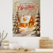 Gezellige Kerst Cottage Poster (Keuken)