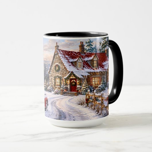 Gezellige Kerst Cottage Winter Mok (Voorkant rechts)