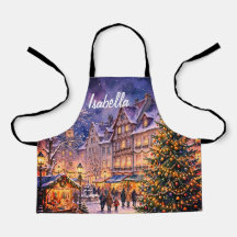 Gezellige Kerst Dorpslichten - Schort met Eigen Na