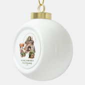 Gezellige kerst familienaam Gift Keramische Bal Ornament (Rechts)