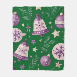 Gezellige kerst fleece deken met Paarse klokken