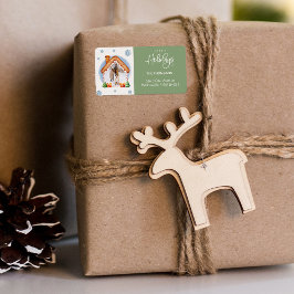 Gezellige kerst foto Lijst retour adres Etiket