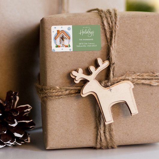 Gezellige kerst foto Lijst retour adres Etiket