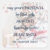 Gezellige kerst Gezegde foto Overlay naam Vierkante Sticker (Voorkant)