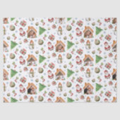 Gezellige Kerst Gingerbreed Foto Patroon Tissuepapier (Voorkant)