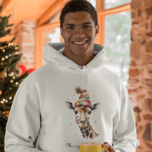 Gezellige kerst Giraffe, op maat Hoodie