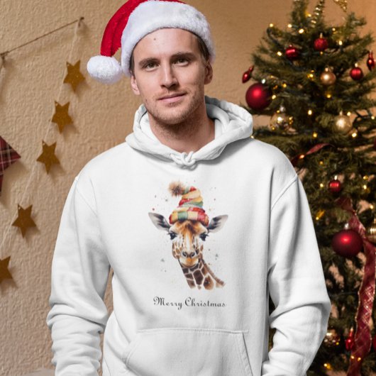 Gezellige kerst Giraffe, op maat Hoodie