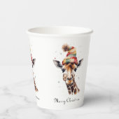 Gezellige kerst Giraffe, op maat Papieren Bekers (Achterkant)