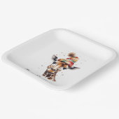 Gezellige kerst Giraffe, op maat Papieren Bordje (Gebogen)