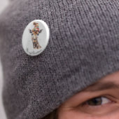 Gezellige kerst Giraffe, op maat Ronde Button 3,2 Cm