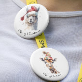 Gezellige kerst Giraffe, op maat Ronde Button 3,2 Cm