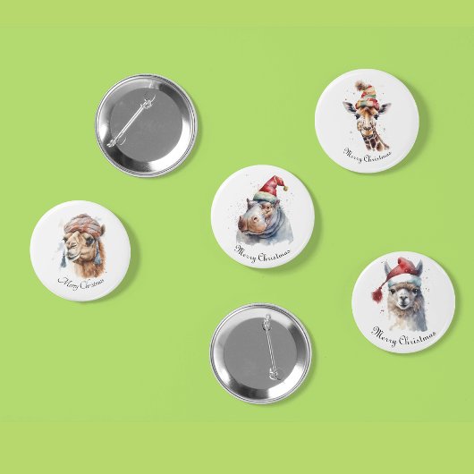 Gezellige kerst Giraffe, op maat Ronde Button 3,2 Cm