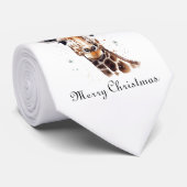 Gezellige kerst Giraffe, op maat Stropdas (Opgerold)