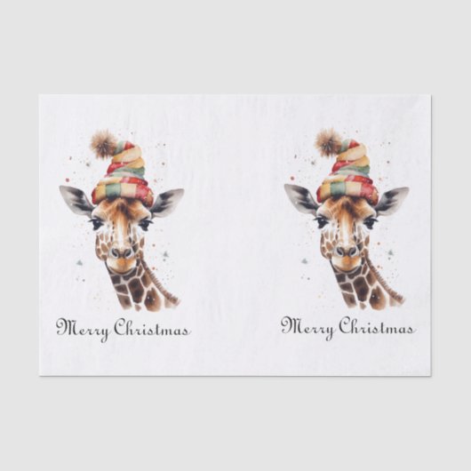 Gezellige kerst Giraffe, op maat Tissuepapier (Voorkant)